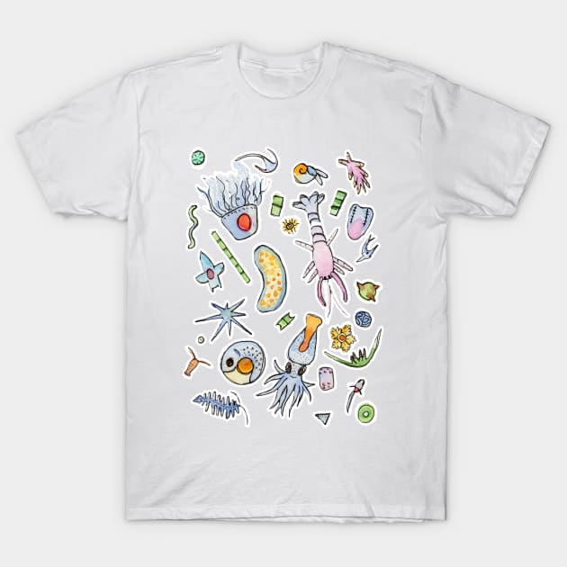 Pastel Plankton in Watercolor T-Shirt by narwhalwall